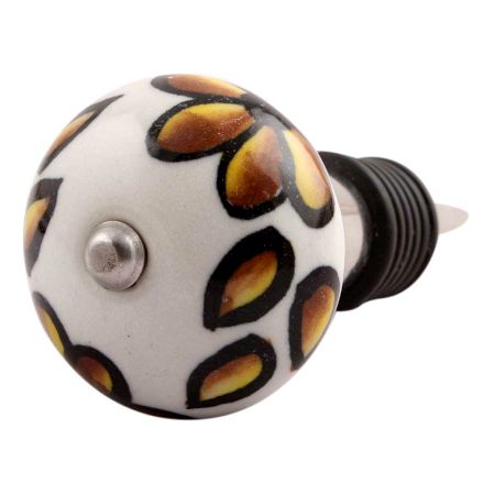 Brown Hibiscus Flower Ceramic Wine Stopper
